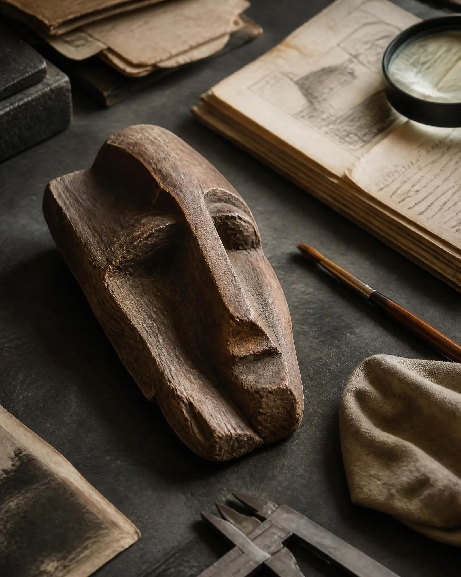 Symbolic editorial image representing cultural preservation, archival research, and sculptural restoration.